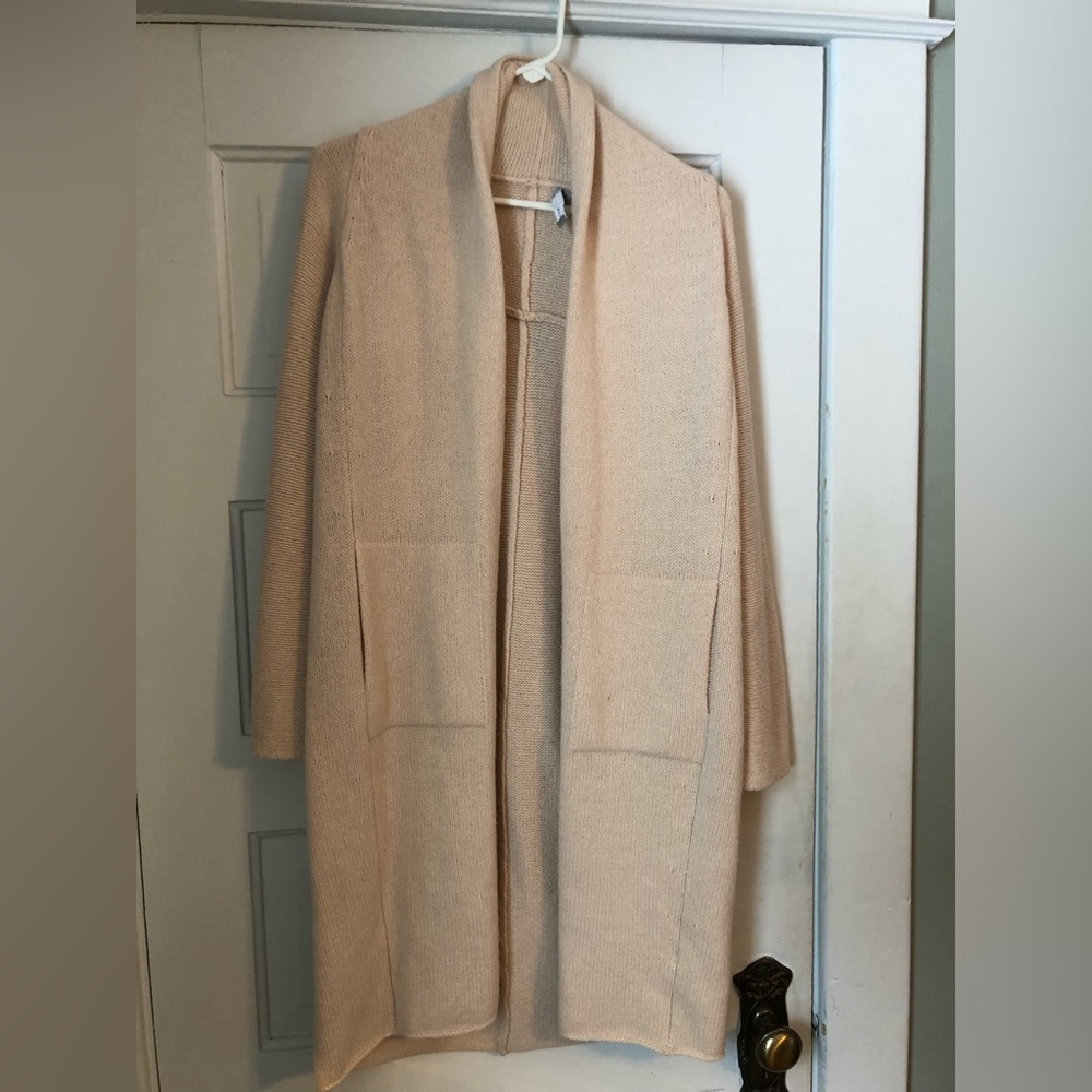 Vince Shawl Collar Wool-Cashmere Blend Knit Open Front Coatigan XS